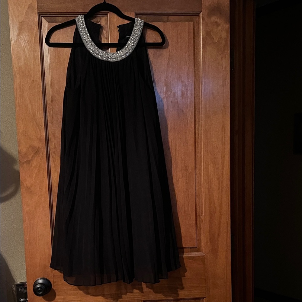 Sharagano Black Dress with Silver Accents Sz 8